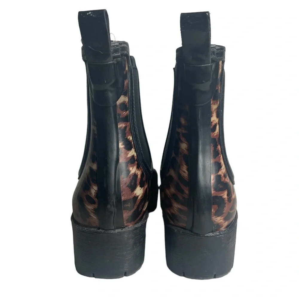 Jeffery Campbell Boots Womens 7 Black‎ Brown Leopard Platform Chelsea Rain Lug - Picture 6 of 9